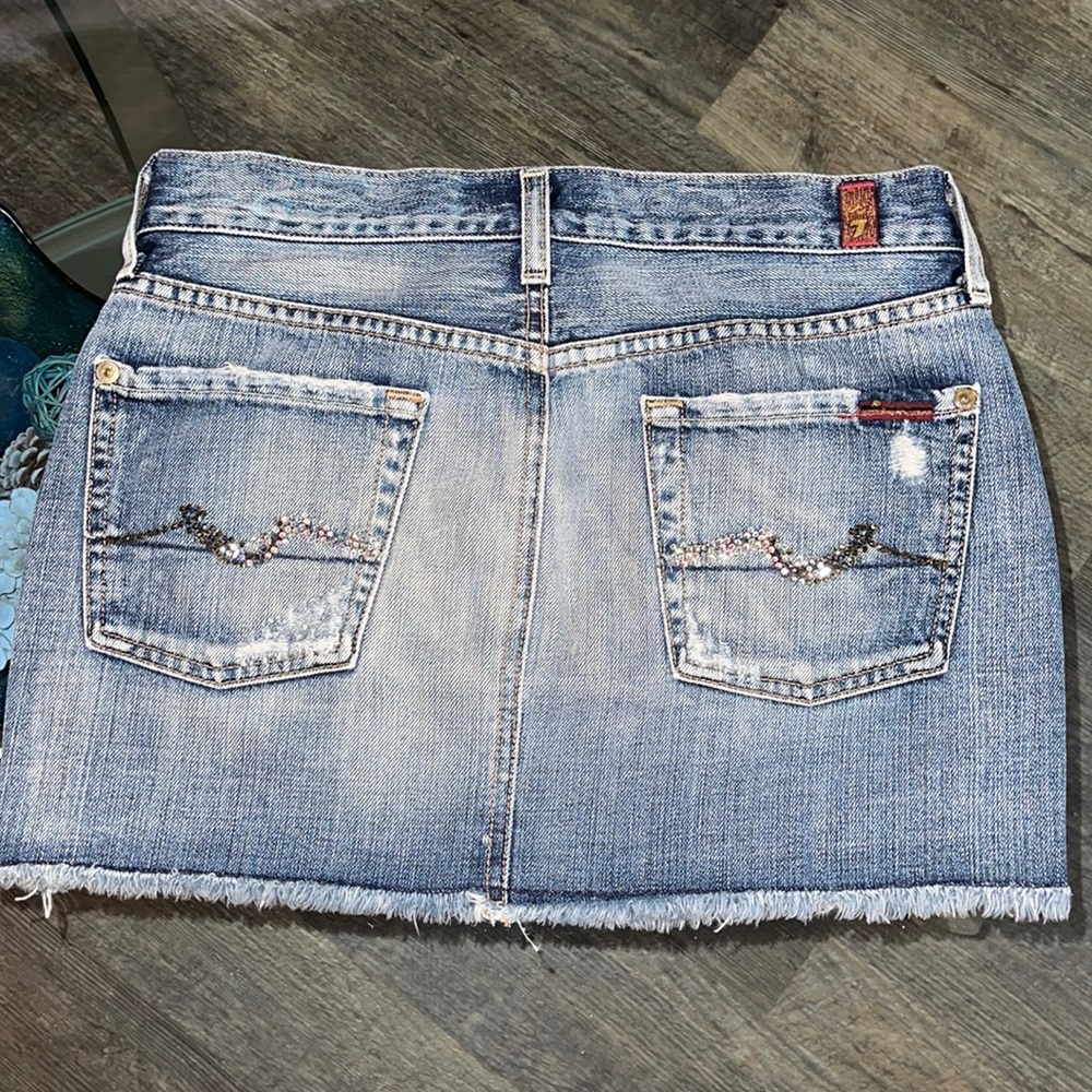 7 for all Mankind Swarovski Embellished Jean Skirt